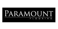 Paramount Flooring logo on a black background, with white and gray text.