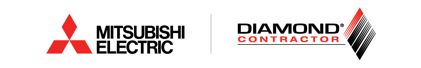 Logos for Mitsubishi Electric and Diamond Contractor.