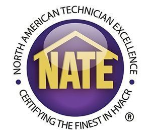 NATE logo: Purple circle with gold 