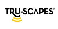 TRU-SCAPES logo in black with yellow curved lines beneath the text