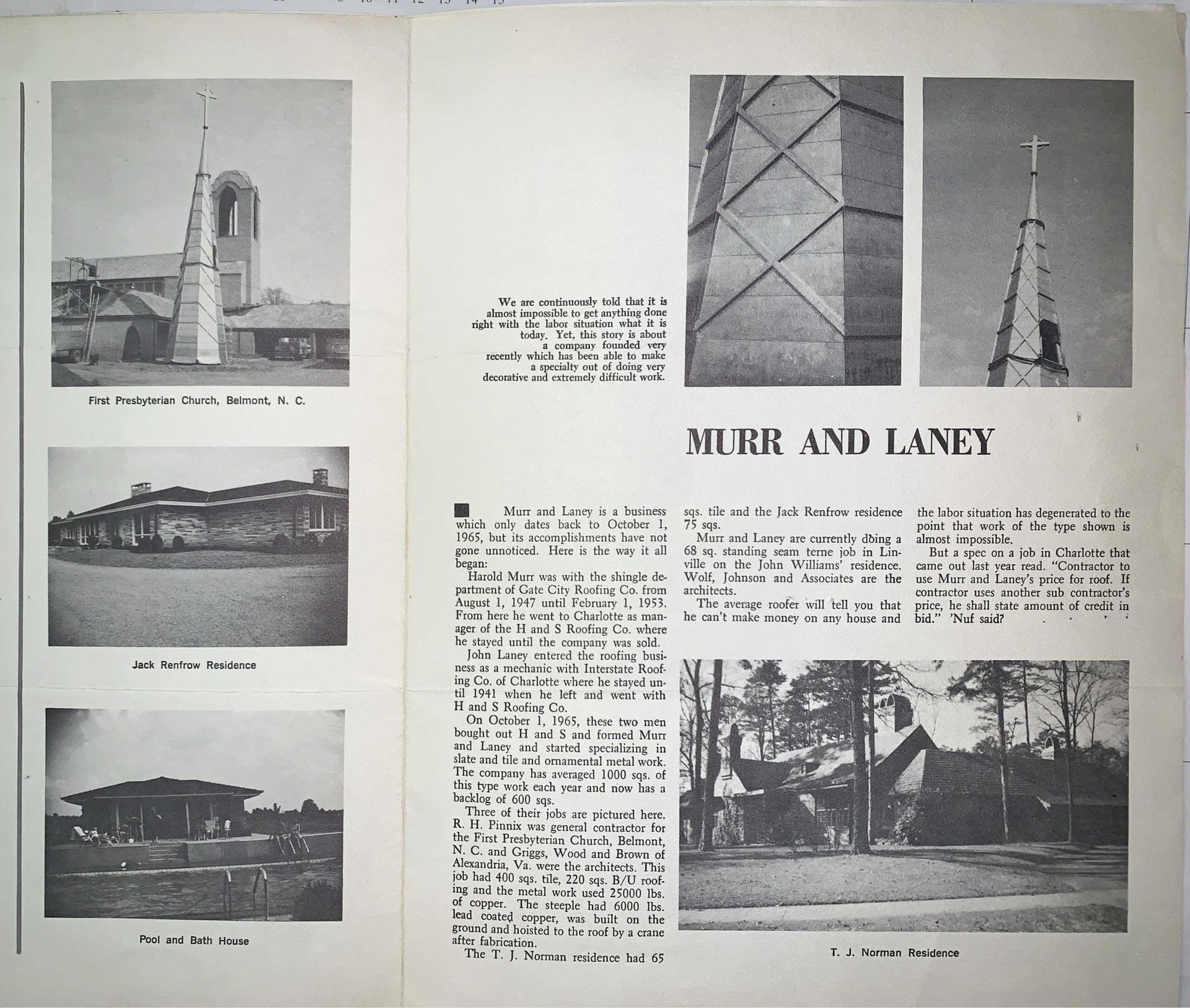 Page spread featuring photographs of buildings, text, and illustrations, with the title 