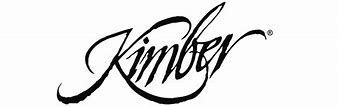 A black and white drawing of the name kimber on a white background.