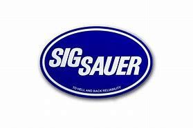 A blue sig sauer logo on a white background.