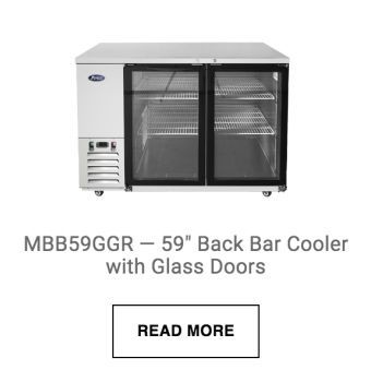 a picture of a back bar cooler with glass doors