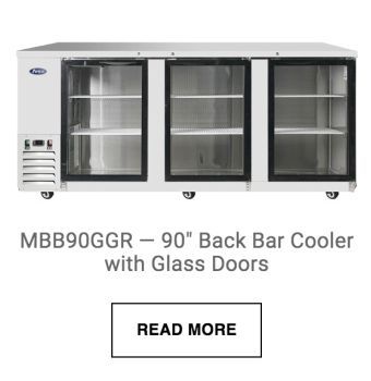 a picture of a 90 degree back bar cooler with glass doors .