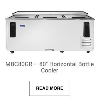 a picture of a horizontal bottle cooler with a read more button