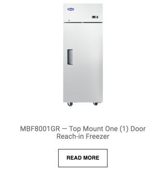 mbf8001gr - top mount one ( 1 ) door reach in freezer