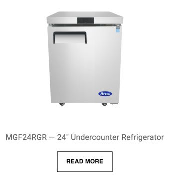 a picture of an undercounter refrigerator with a read more button