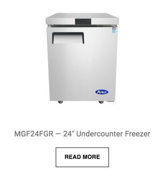 a picture of a stainless steel undercounter freezer