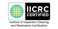 IICRC Certified logo with a globe and text: Institute of Inspection Cleaning and Restoration Certification.