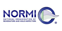NORMI logo: blue text and a circular emblem. Text reads 