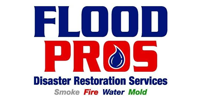 Logo for Flood Pros, disaster restoration services. Blue 