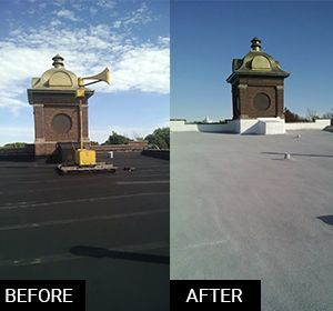 Before and after spray foam roofing