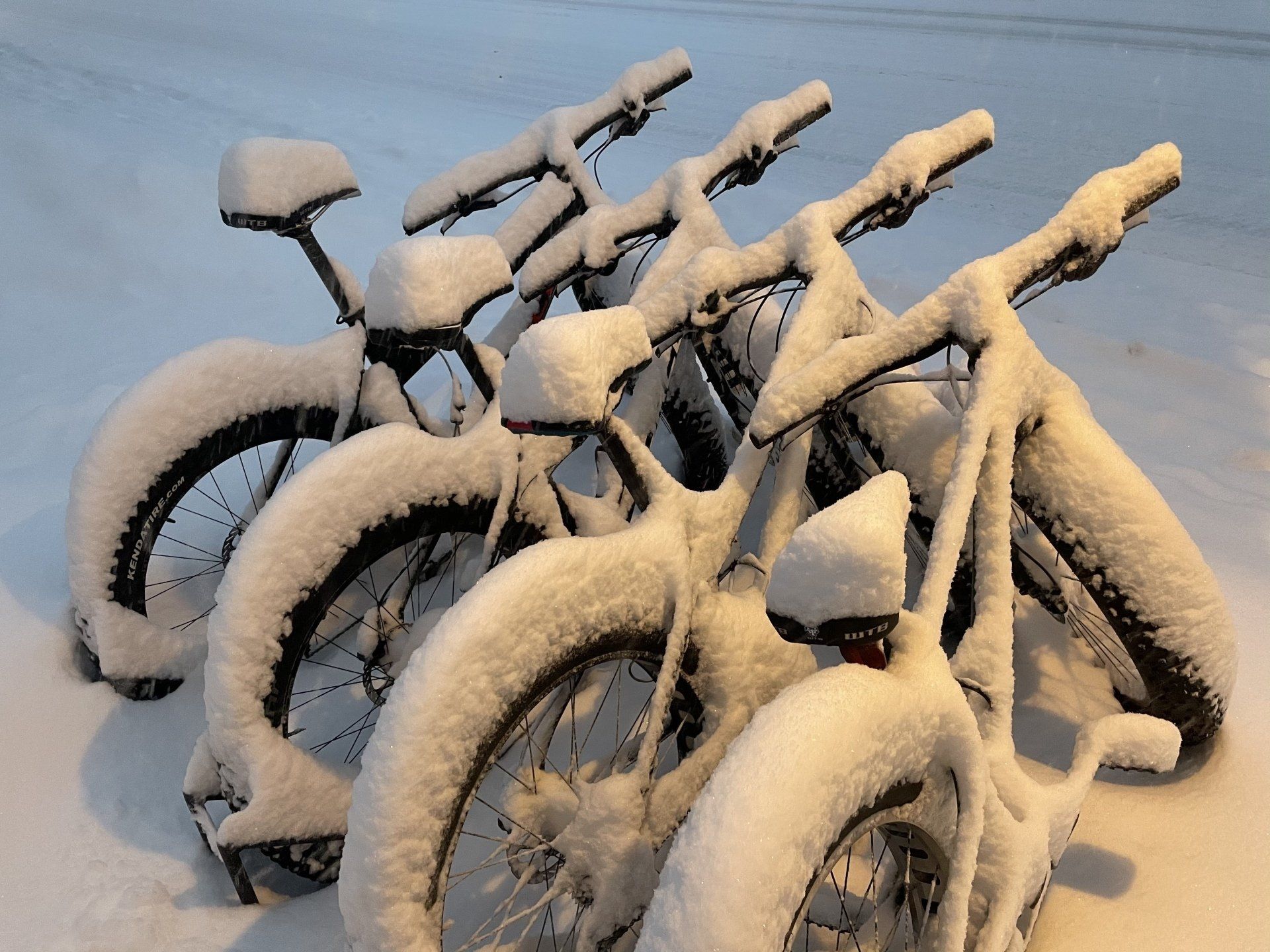Fat Bikes covered in snow in Breckenridge, CO.