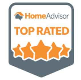 A badge that says home advisor top rated
