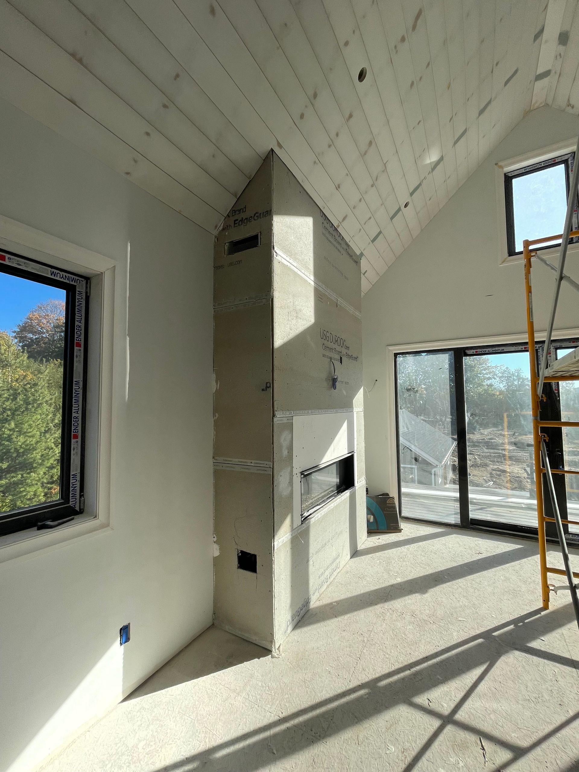 There is a ladder in the middle of the room.