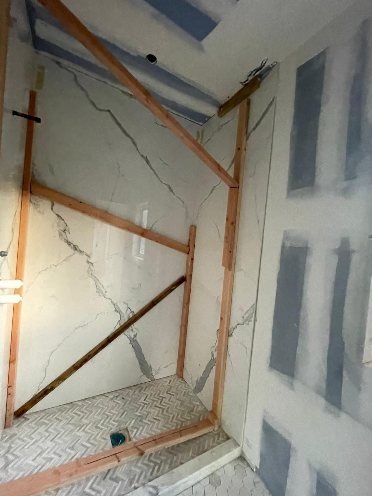 A room that is being remodeled with a wooden frame