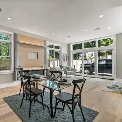 Modern uni showing dining and living room