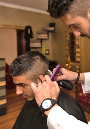 Man having haircut