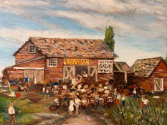 Painting of an auction house