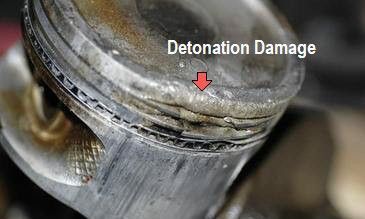 close up of pre-detonation damage to a piston