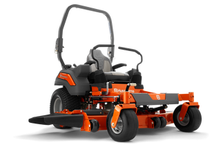 A turn lawn mower is shown on a white background.