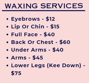 Waxing Services Pricing
