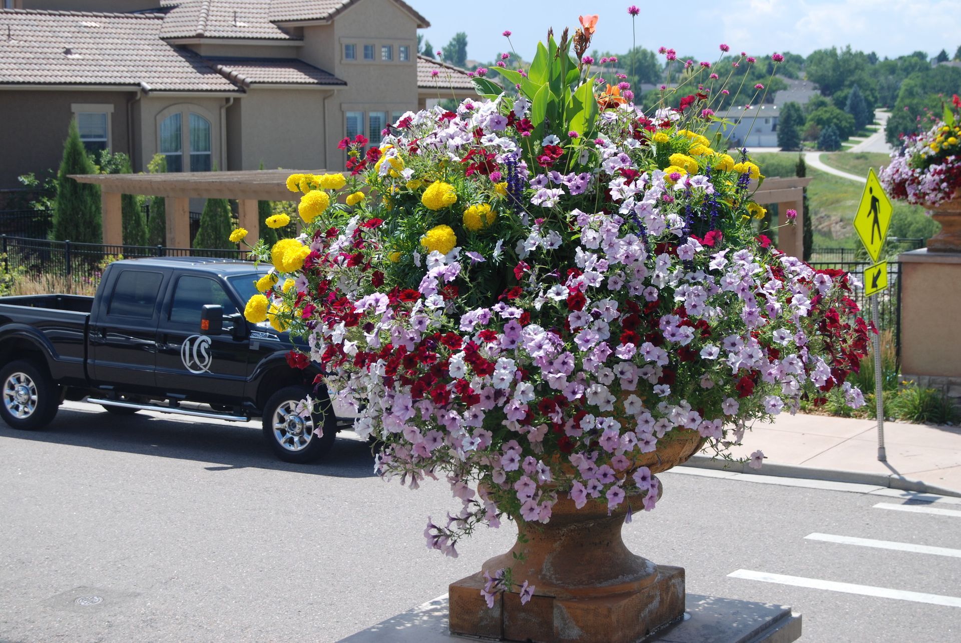 A truck is parked in front of a building that says beta
