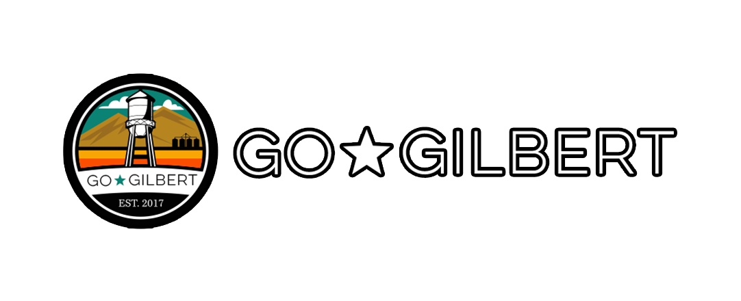 Go Gilbert logo with a circular sunrise emblem and gray text on a white background