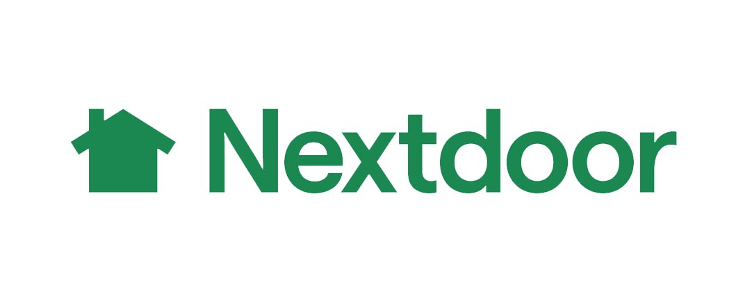 Nextdoor logo in green with a house icon and the word “Nextdoor”