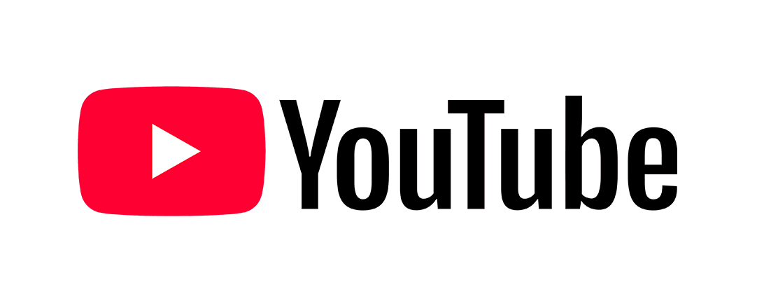 YouTube logo with red play button icon and black text on white background