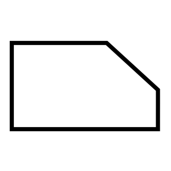 Outline of a quadrilateral shape with one slanted side.