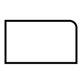 Rectangle with rounded right corner; black outline, white interior.