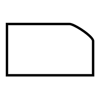 Black outlined rectangle with rounded upper-right corner; white interior.