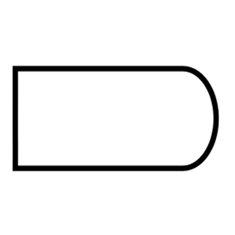 Rectangle with one rounded end.