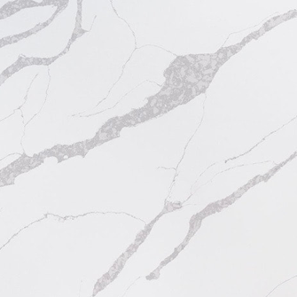 White quartz countertop with gray veining patterns.