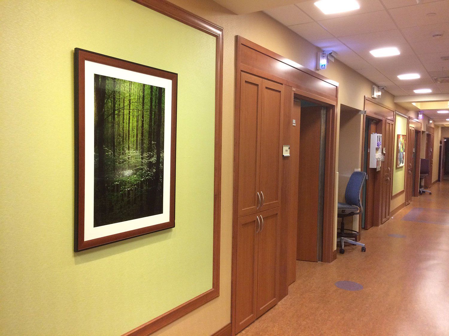 framed photos inside a facility
