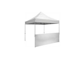 A white tent with a white wall attached to it on a white background.