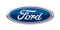 Ford logo in white script on a blue oval, with a silver border.