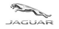 Jaguar logo featuring a leaping silver jaguar above the brand name in a matching silver font.