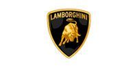 Lamborghini logo: a black shield with a gold bull charging, with the word 