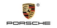 Porsche logo with a crest and the word 