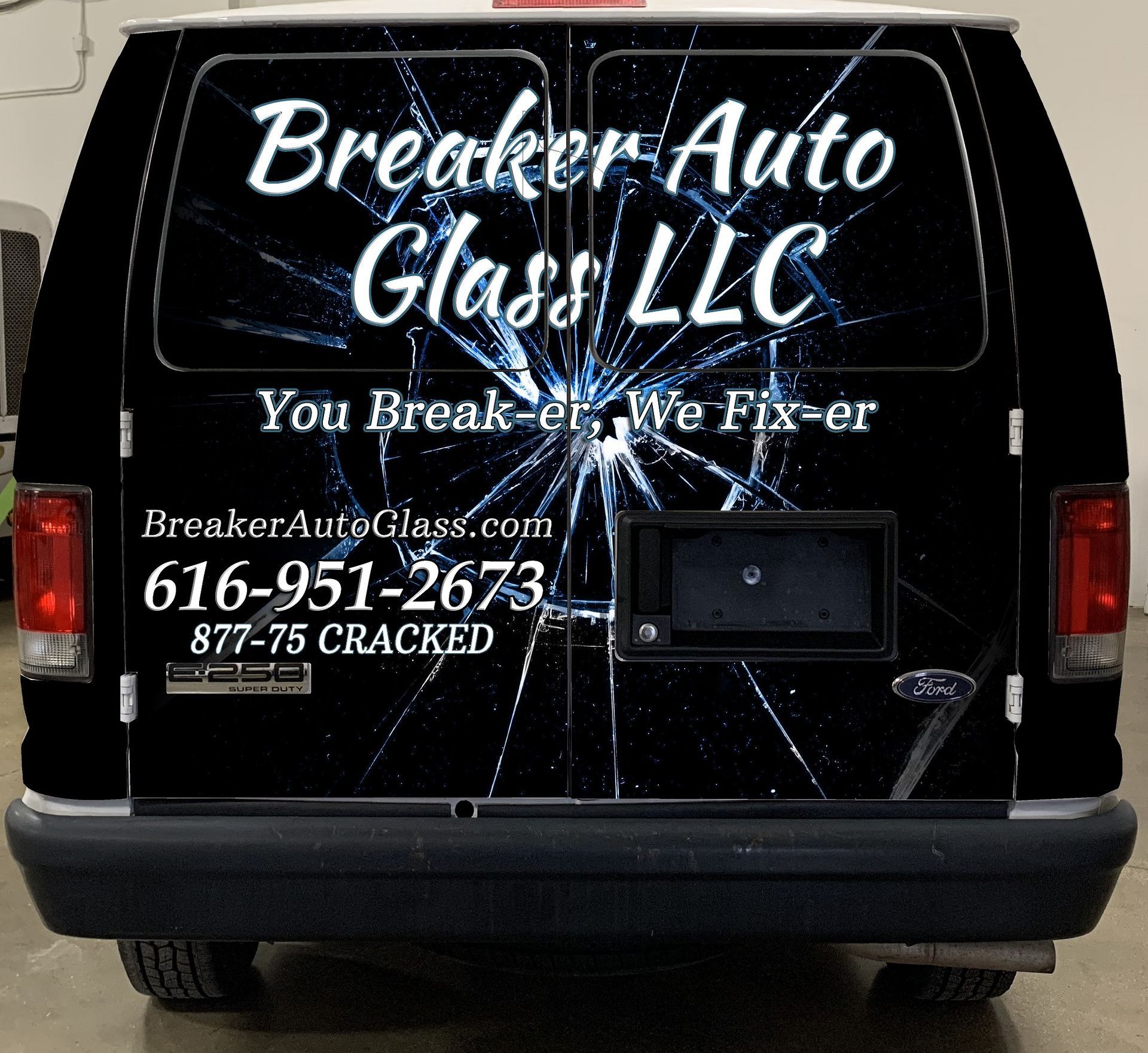 back of Breaker Auto Glass LLC service van