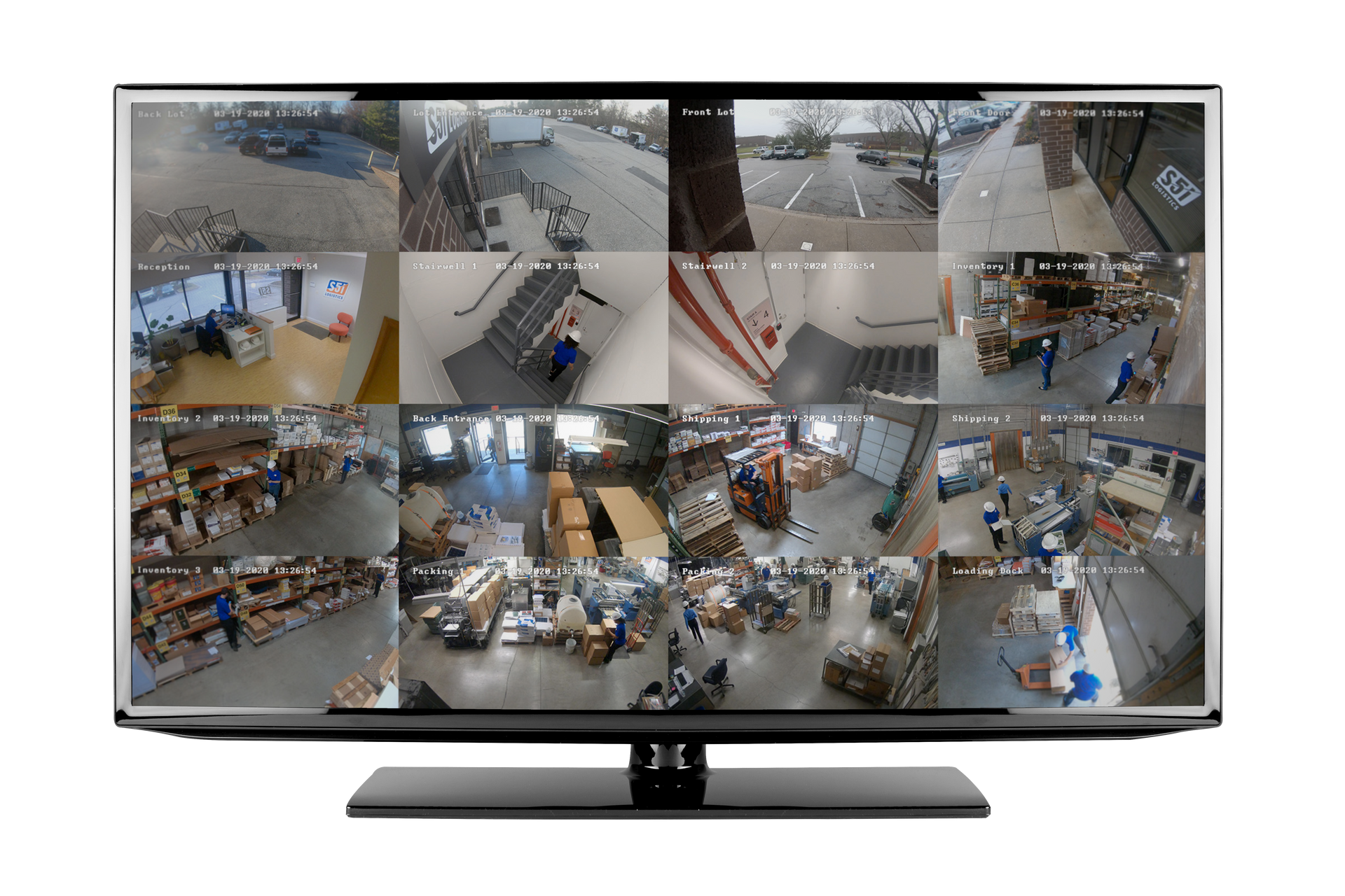 Commercial security camera system monitoring warehouse, office, and dock areas in Lakeland FL