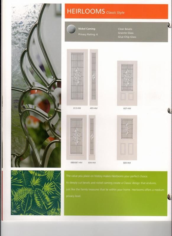 A brochure for heirlooms shows different types of doors.