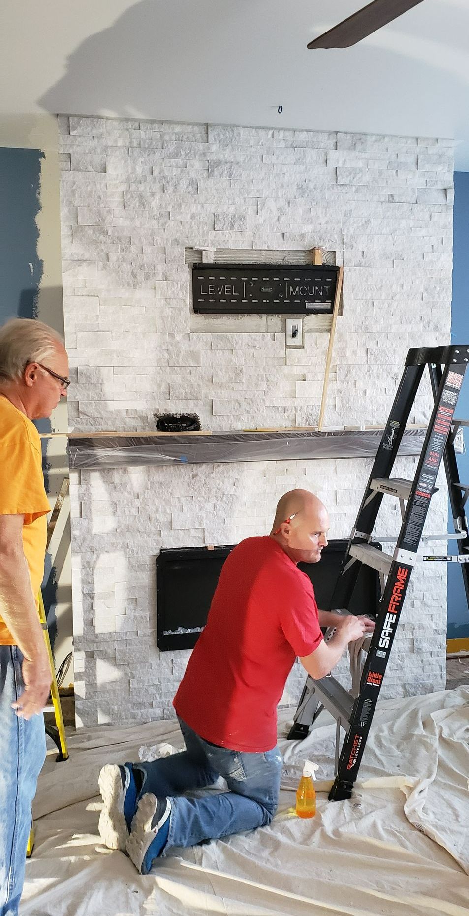 men at work chimney repair