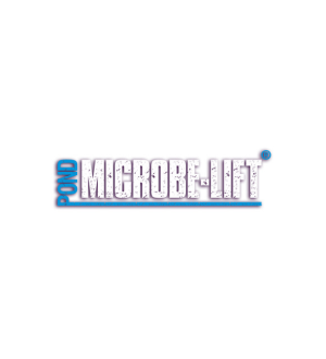 Pond Microbe-Lift logo in blue and white text with a teal accent line