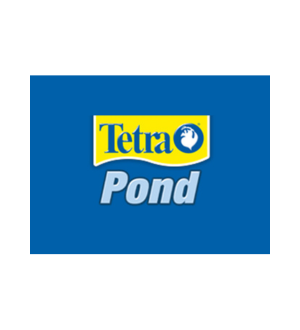 Tetra Pond logo on a blue background with yellow and white text