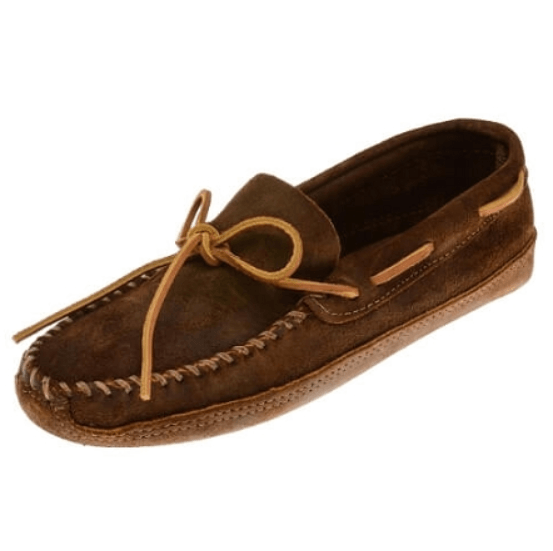 Minnetonka Moccasins 723 - Men's Rough Leather Softsole Moccasin - Brown