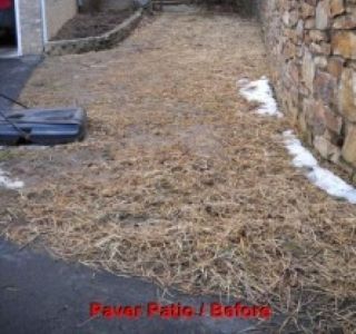 A picture of a paver patio before being paved.